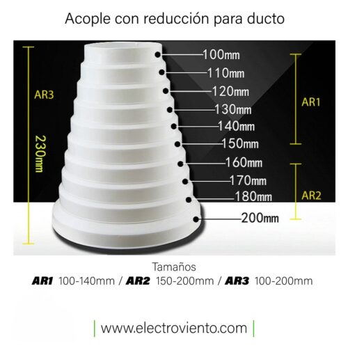 Acople con reducción para ducto flexible