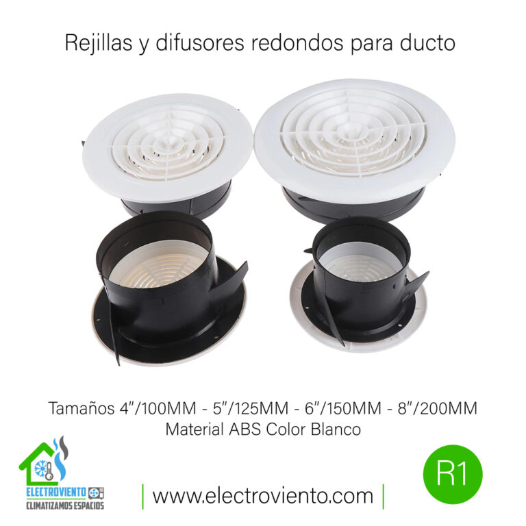 Difusor De Ventilación Redondo Ajustable - Para Pared O Techo, Blanco, Fácil De Instalar